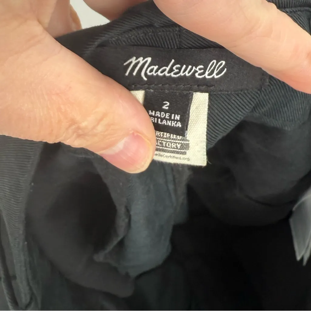 Madewell Women's Linen Blend Black Pleated Trouser Pant Slouchy Straight Size‎ 2 - Image 4