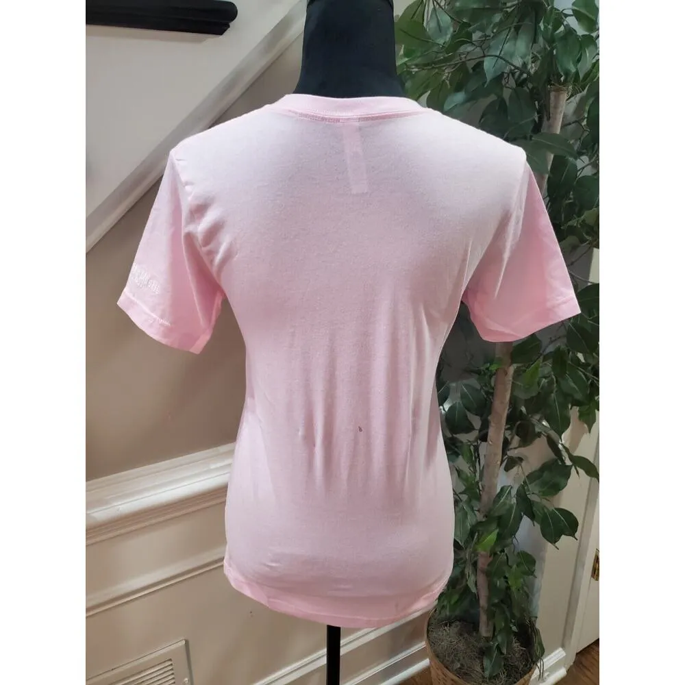 Swarthy Mystic Women's Pink Solid 100% Cotton Crew Neck Black Wealth T Shirt Top Size XS - Image 7