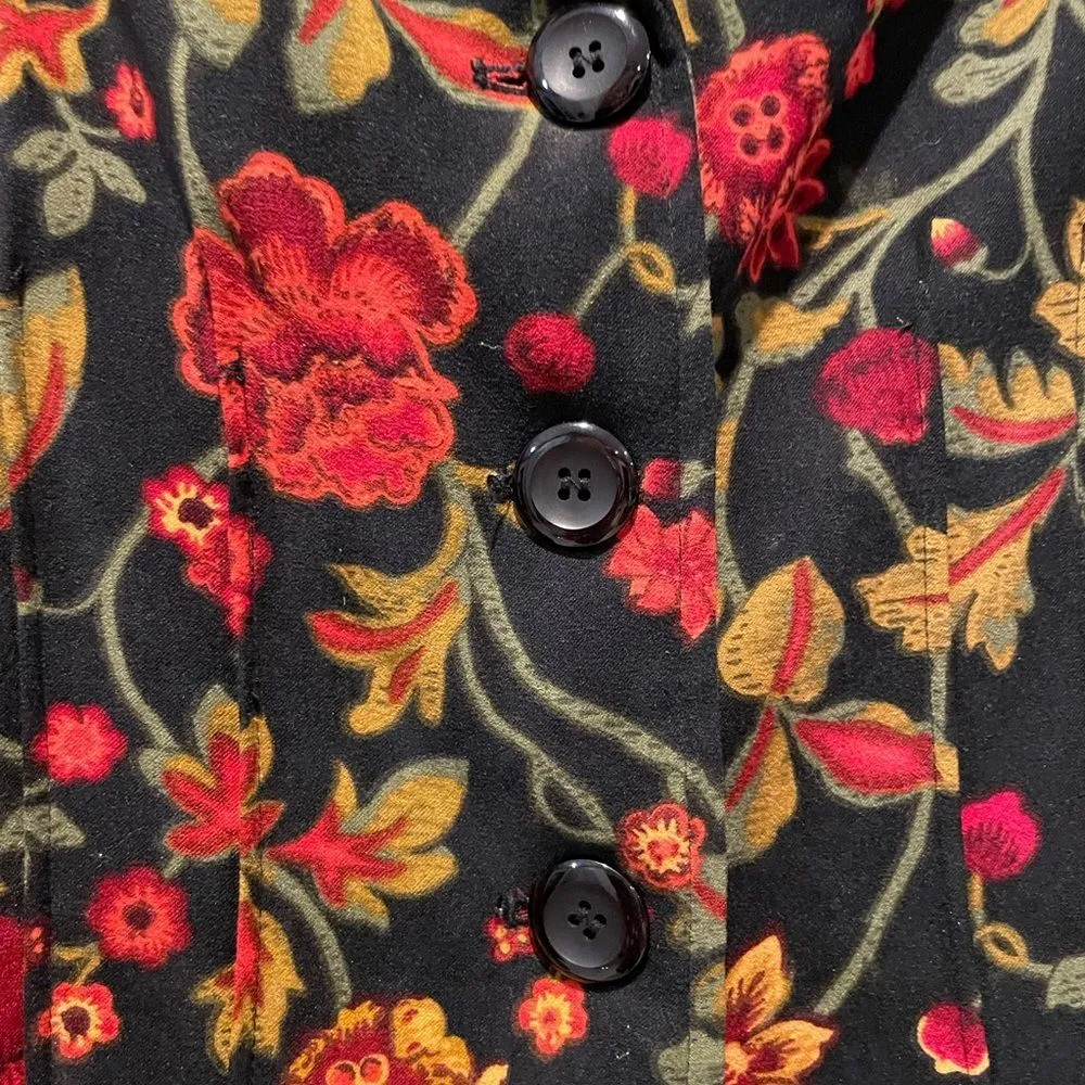 Requirements Floral Lightweight Long Sleeve Blazer Black Multi Size 10 Petite - Image 4