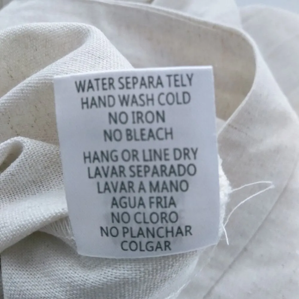 Faeriesty Linen Blend Wide Leg Pants Natural Vacation Lagnlook Size M Tan Size M - Image 8