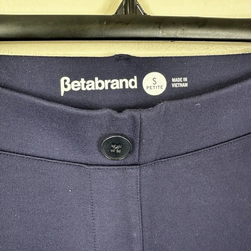 Betabrand Dress Pants Womens S Petite Navy Blue Straight Leg Ponte Stretch Yoga - Image 3