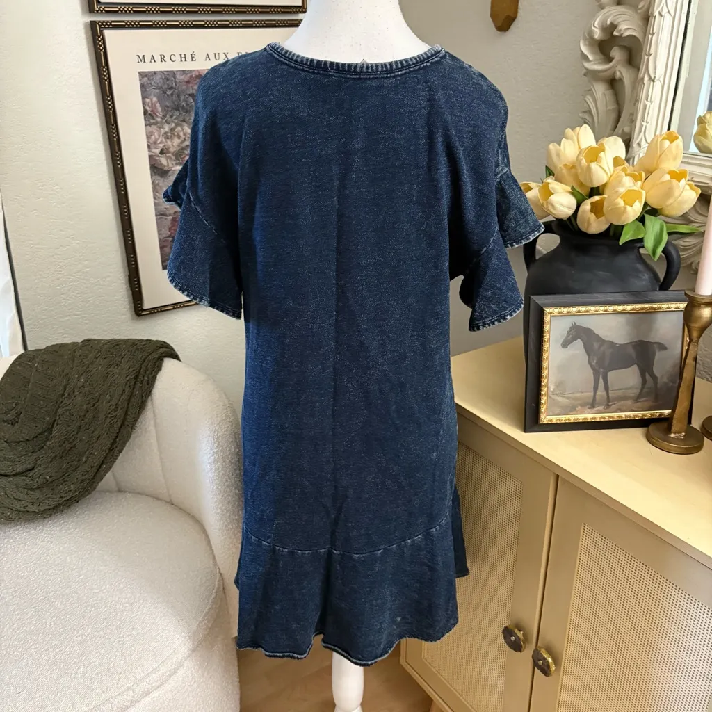 Anthropologie‎ Saturday Sunday Odette Flutter Sleeve Knit Dress Size XS Blue - Image 5