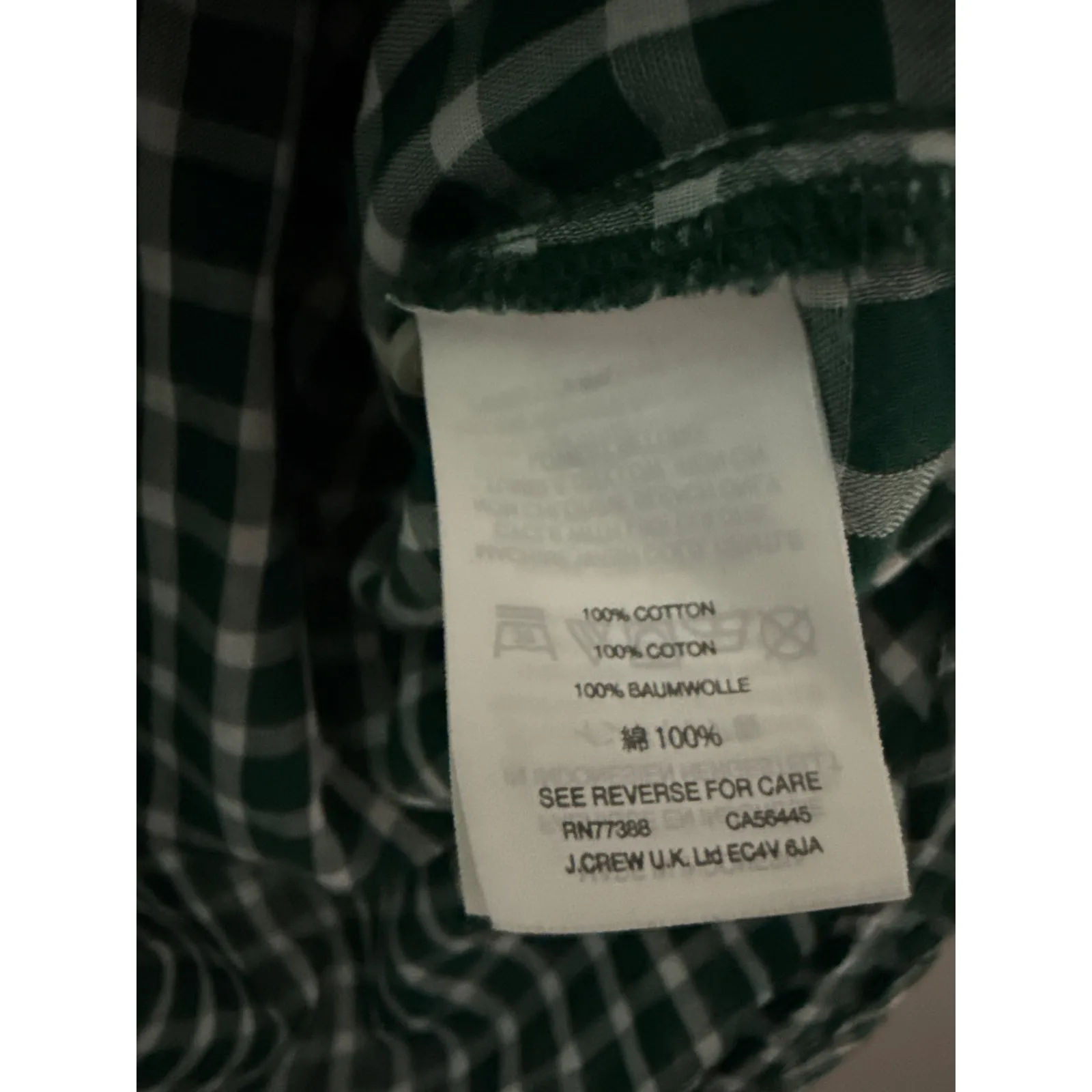 J. Crew Gingham Pleated Bib Ruffle Trim‎ Long Sleeve Blouse Green Size 4 - Image 10