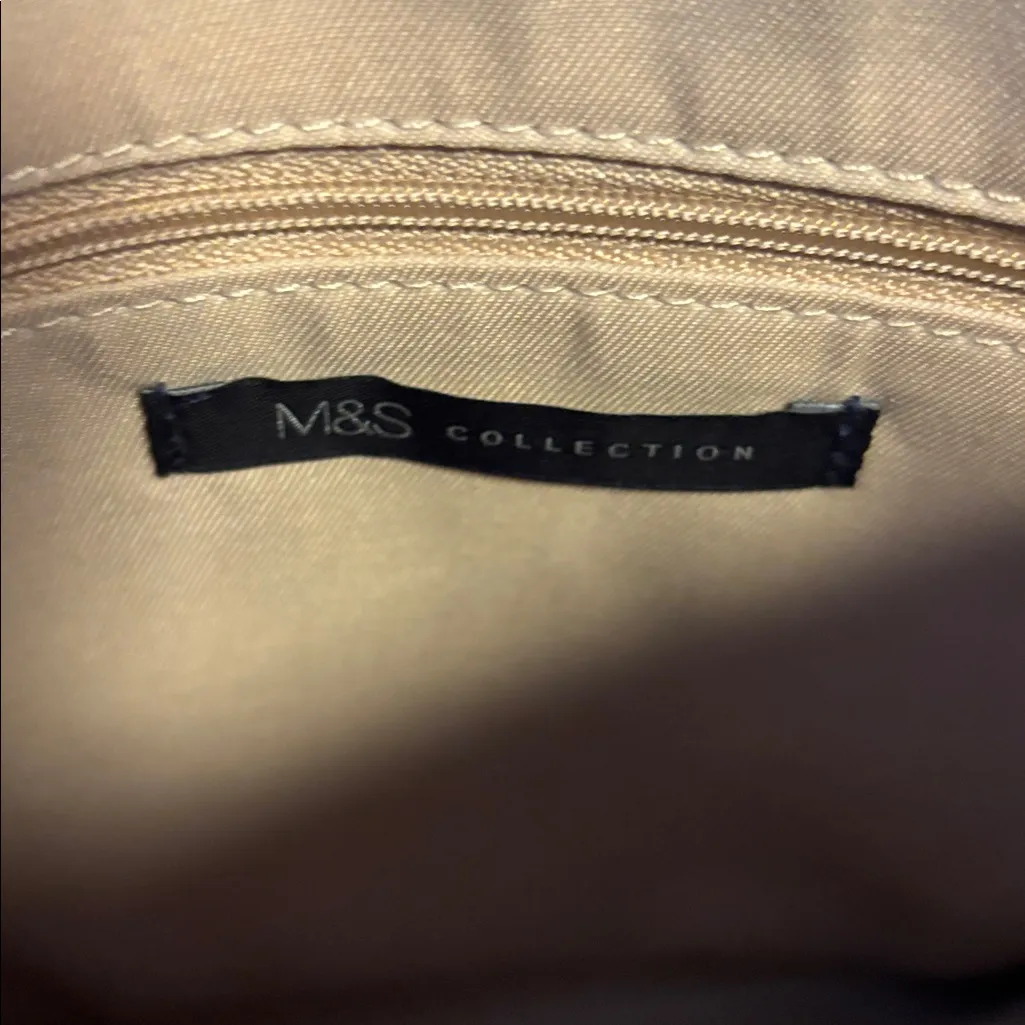 M&S COLLECTION BLACK VEGAN LEATHER CLUTCH HAS SILVER HARDWARE LOOPS FOR A CHAIN - Image 5