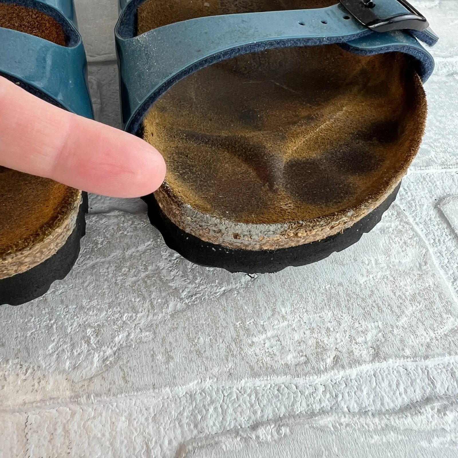 Birki's Birkenstock Florida Sandals 38 W7 N Blue Shimmer 3-Strap Buckle M5 Comfy - Image 9