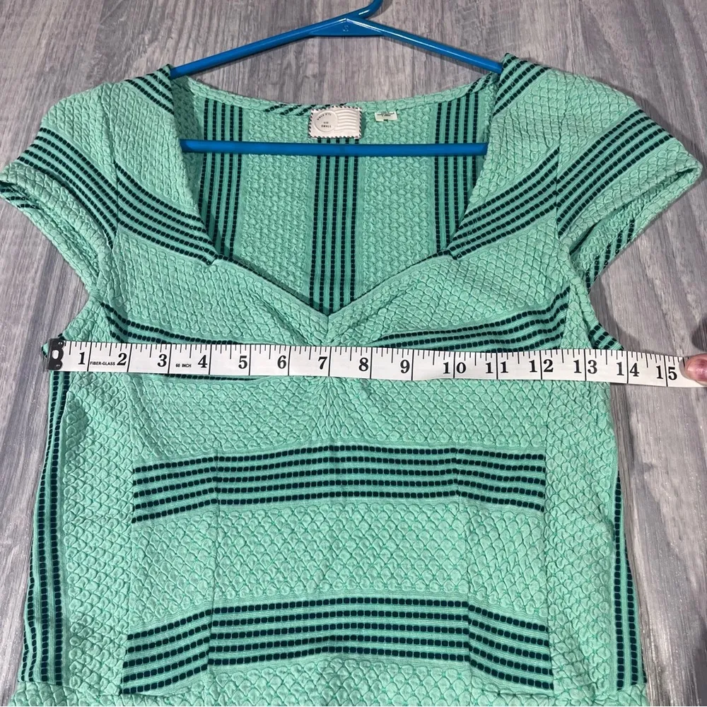 Postmark Anthropologie Green Striped Short Sleeve Dress; small Women’s - Image 3
