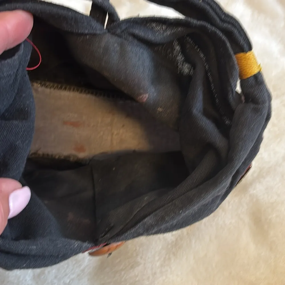 BLACK CLOTH MINI BAG RED SATIN METALLIC AND COTTON WITH ELEPHANT DESIGN - Image 5