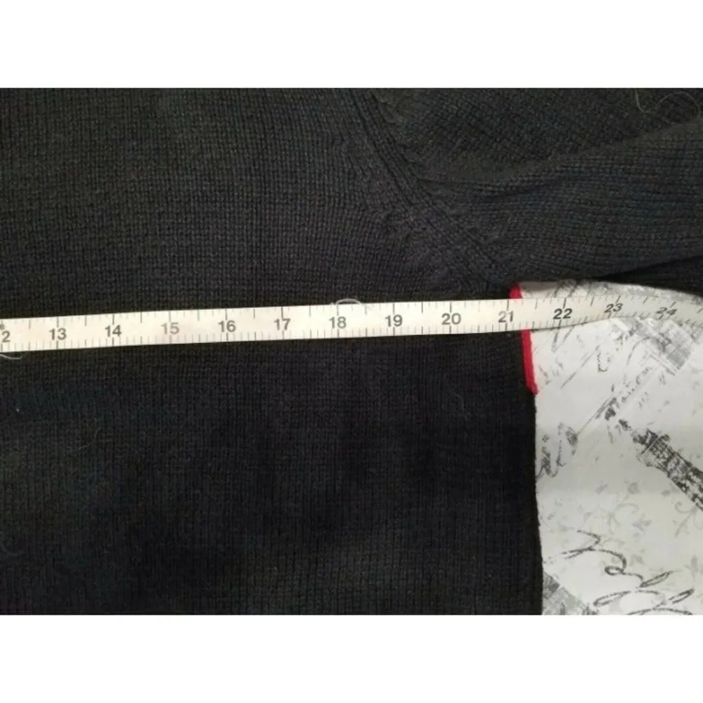 Vintage Ugly Christmas Sweater Appliqués & Embroidery Snow Men & Flakes Size PM Black - Image 7