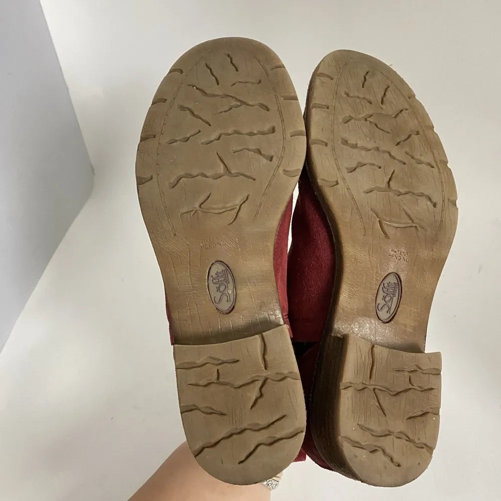 Sofft Bergamo Women US 7.5 M Red Suede Leather Biker Ankle Chelsea Bootie - Image 7