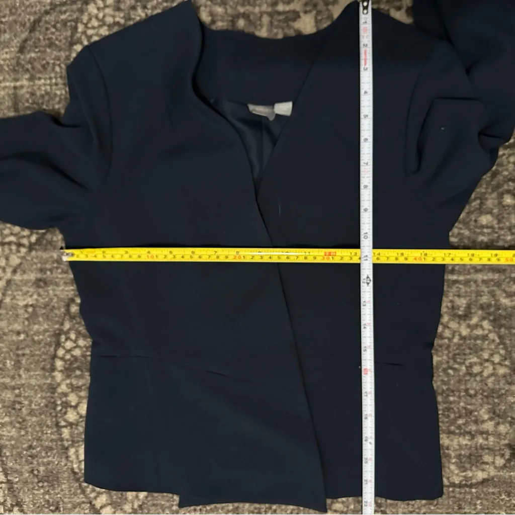 Saint Tropez West Women’s Size M Navy Blue Drape Front Blazer Suit Jacket - Image 6