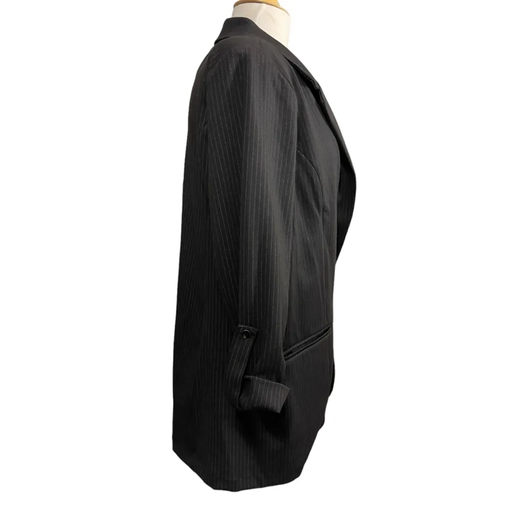 Women's Jade & Ivory by 26 International Blazer Size Large Black White Striped - Image 5