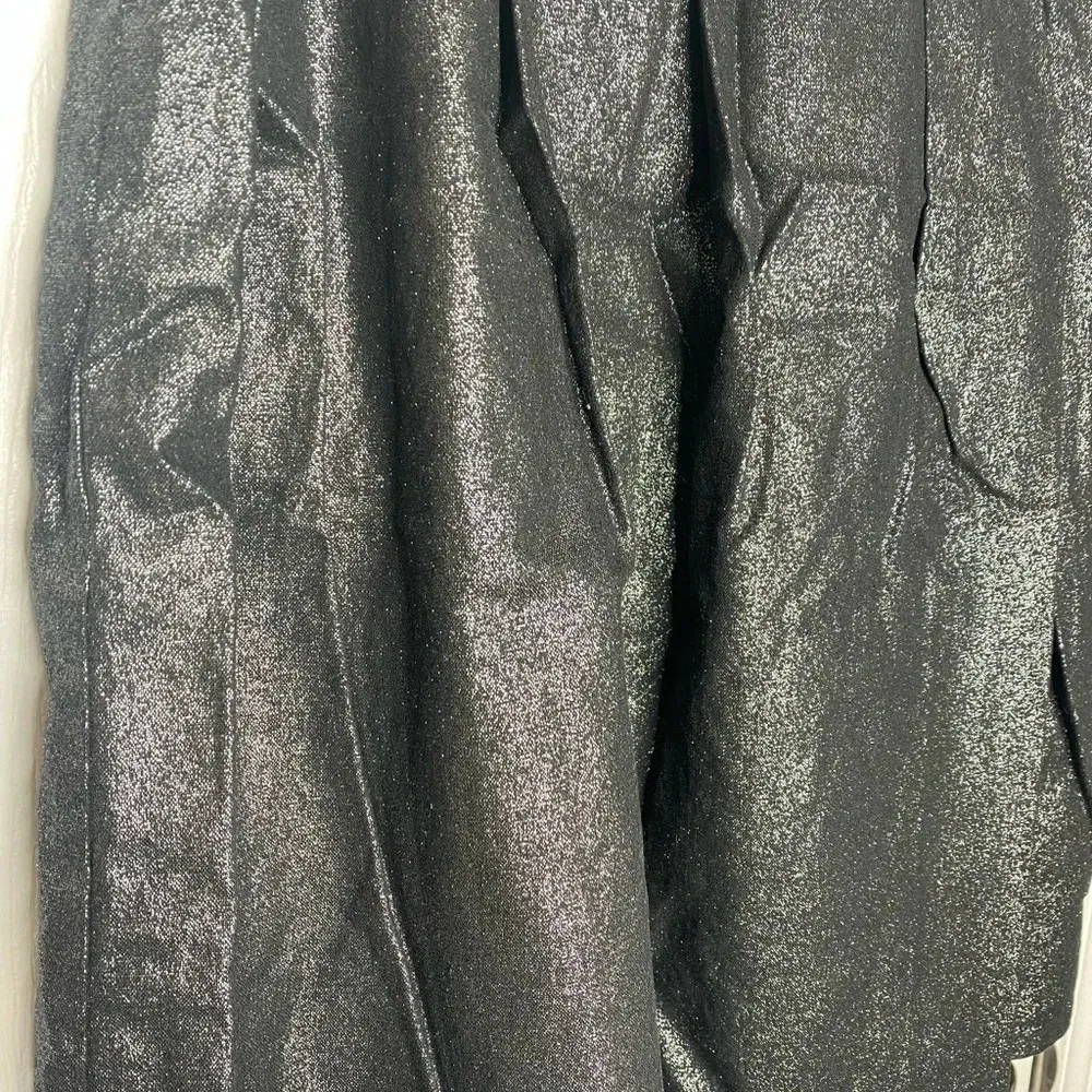 KENAR‎ metallic black shimmer pleated linen blend midi skirt Size 14 - Image 6