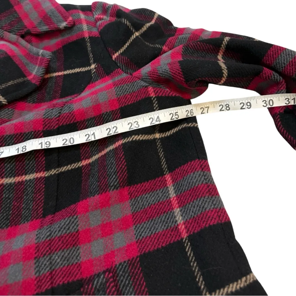 Chadwicks 90s Red & Black Plaid Checkered Wool Rayon Blend Coat - Image 6