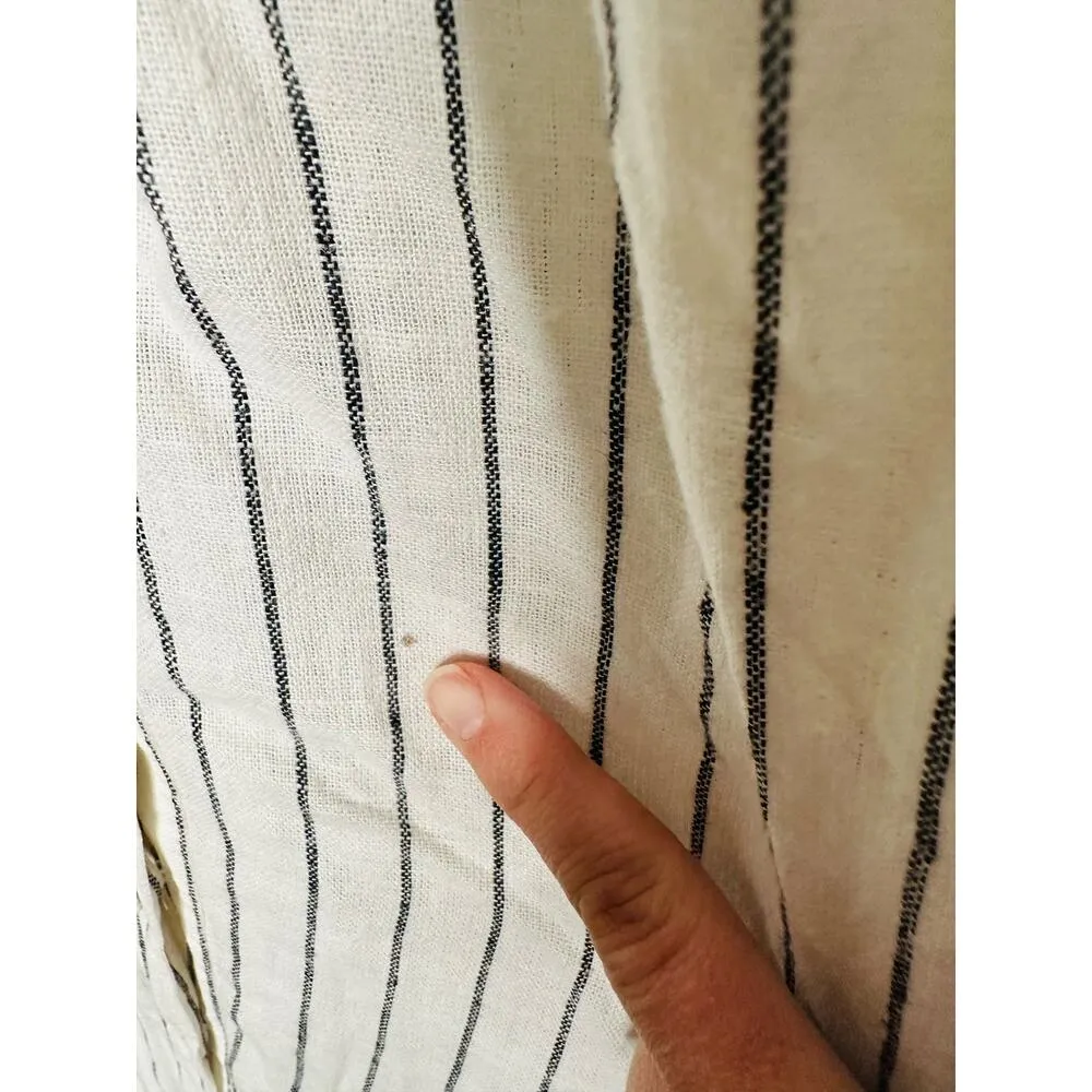 DEREK LAM COLLECTIVE White Stripe Linen Collar Knot Waist Shirt Dress Size 42 - Image 11