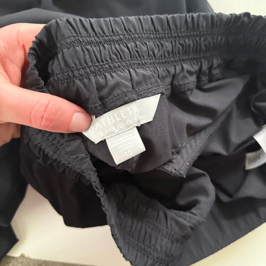 Athleta Brooklyn Wide Leg Cropped Pant Black size 10 - Image 10