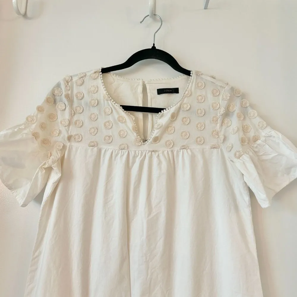 J. Crew Women's Bell Sleeve Dot Fringe Ivory Dress Size 4 - Image 3