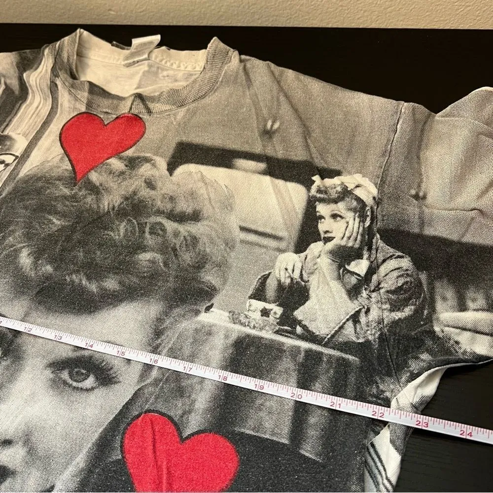 Vintage Fruit of the Loom I Love Lucy All Over Print Single Stitch Shirt XL - Image 10