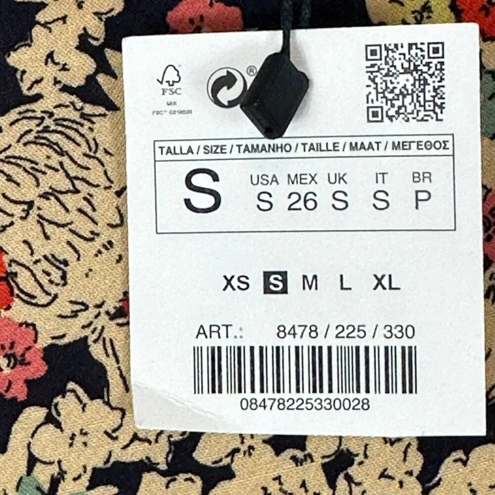 NWT Zara Shift Dress Womens S Tan Floral Mock Neck Modest Cottagecore Indie Boho - Image 5