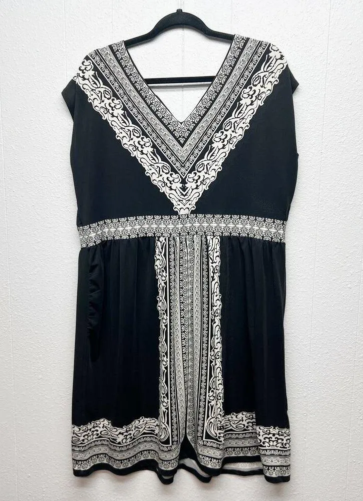 INC Dress Womens 1X Shift Boho Stretch Feminine Modest Casual Event Minimalist Black - Image 6