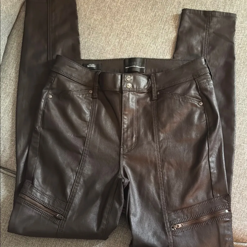 White House Black Market Brown Leather Pants - Image 5