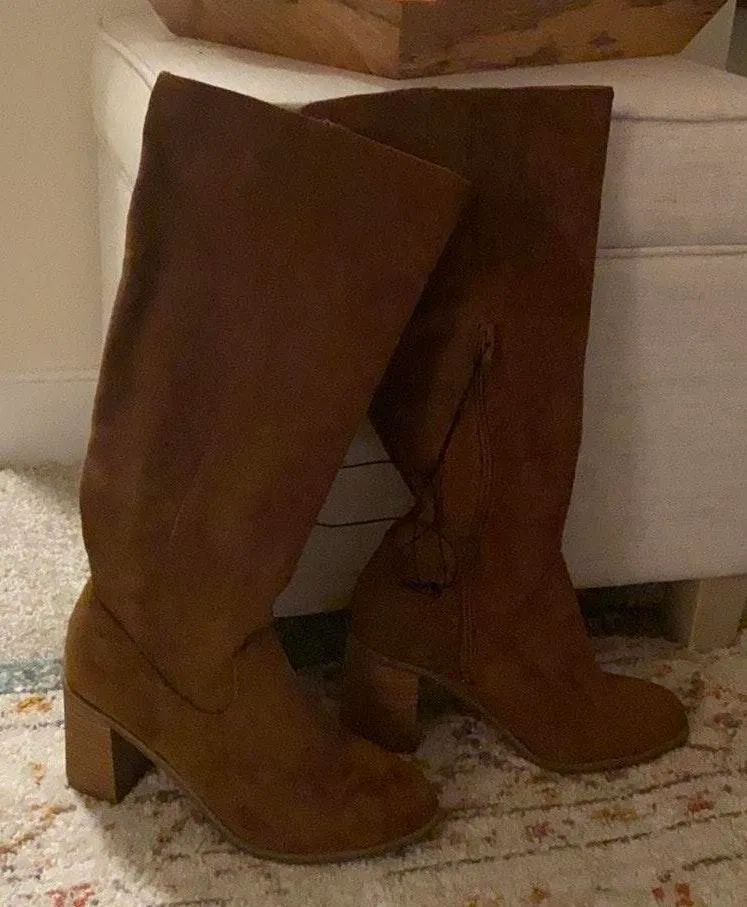 Suede Heeled Boots Brown Size 6.5 - Image 2