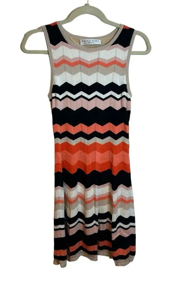 TRINA TURK CHEVRON SWEATER COCKTAIL DRESS - Image 2
