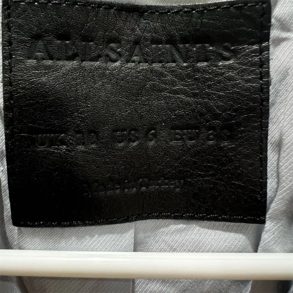 AllSaints Women's Barrett Biker Blue Gray Leather Jacket Size 6 Asymmetrical - Image 2