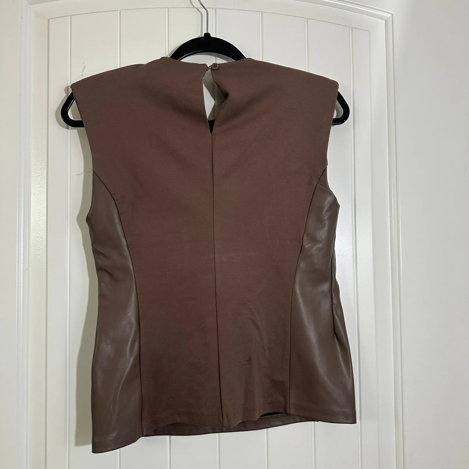 Studio Badgley Mischka | Faux‎ Leather Sleeveless Top Brown Vintage | Women's XS - Image 2