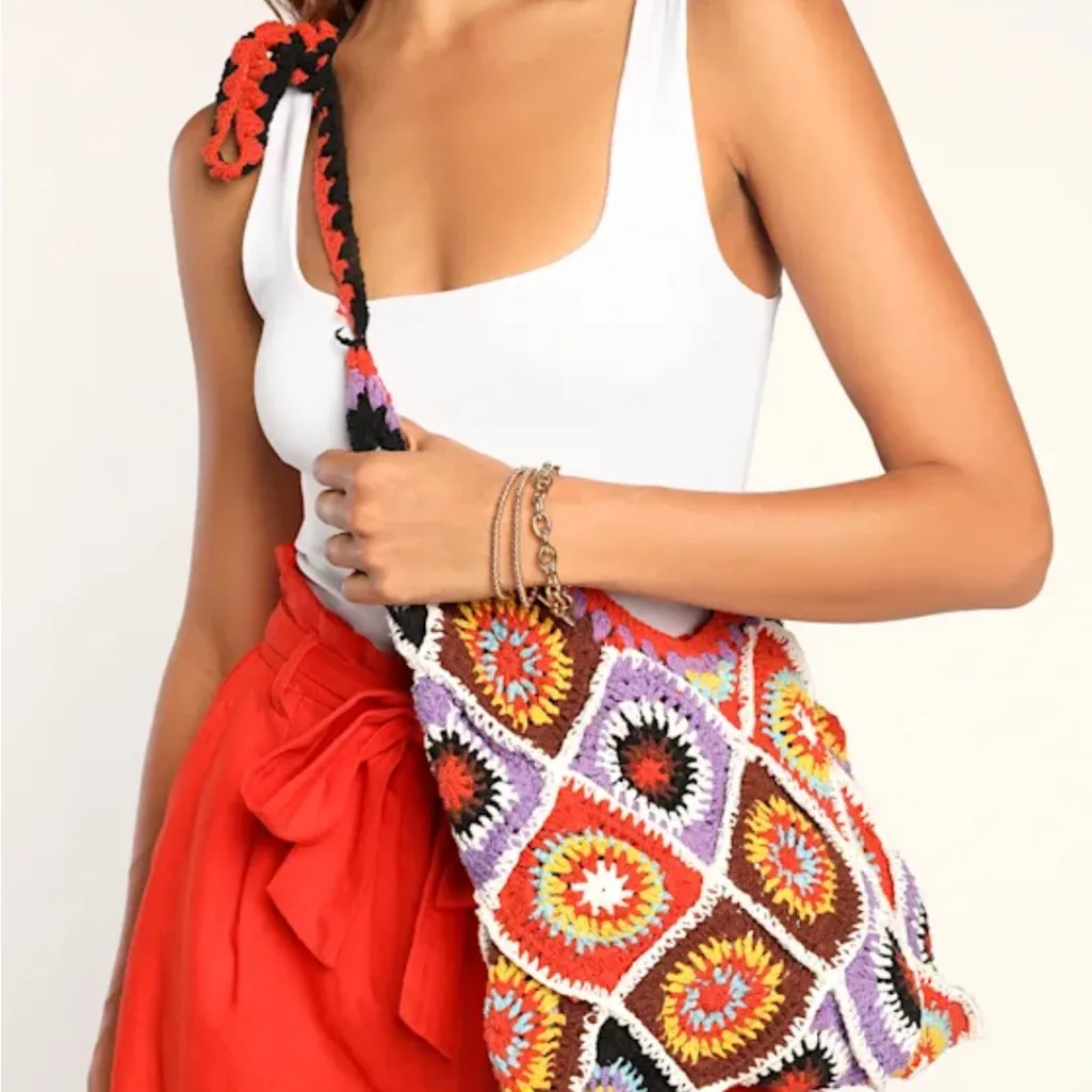 Lulus boho bae multicolored crochet tote Red - Image 2