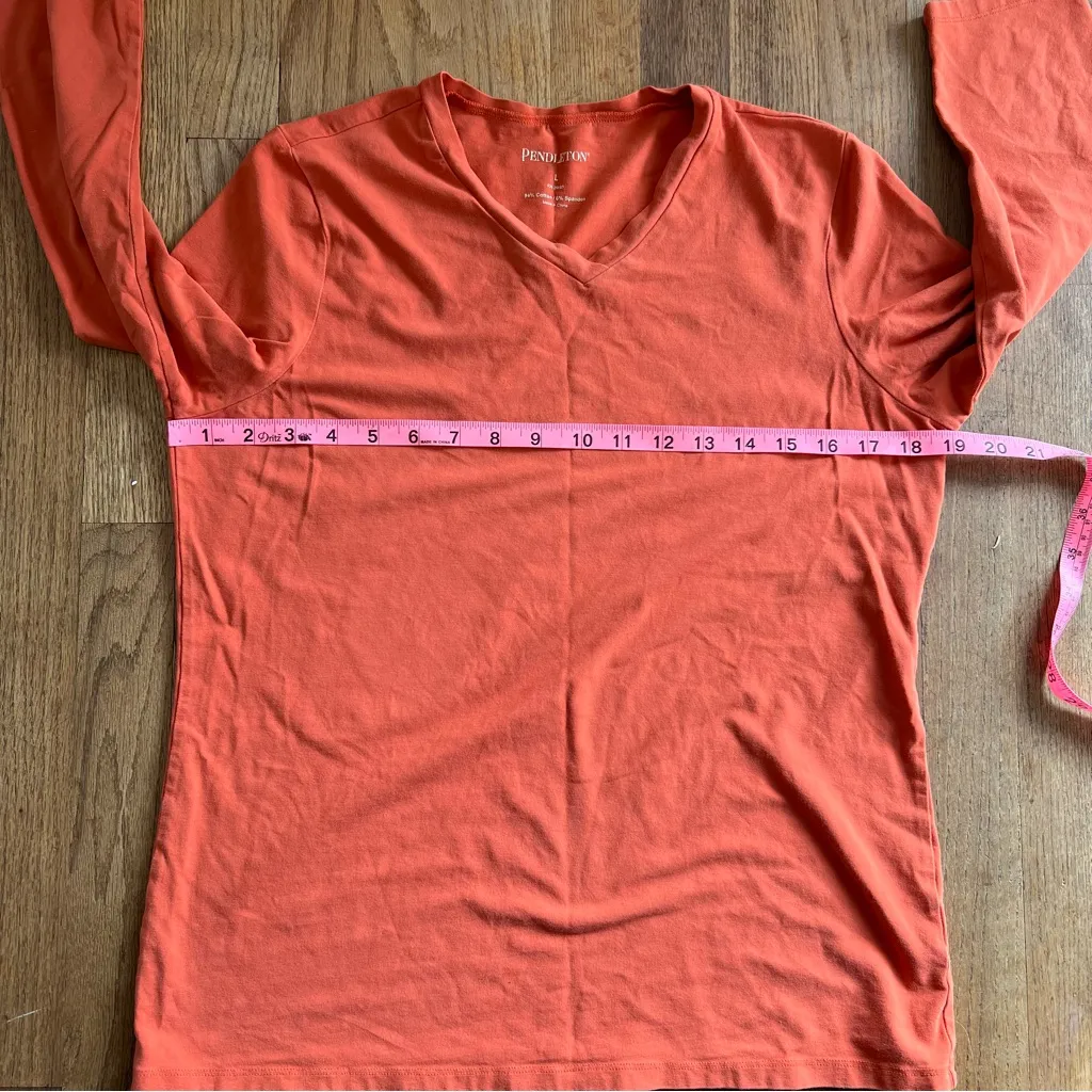 Pendleton Women's Long Sleeve Orange Tee size L cotton - Image 5