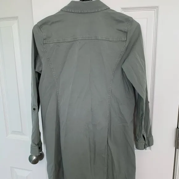 J Jill live in‎ chino size 6 petite button up tunic top dress olive green - Image 4