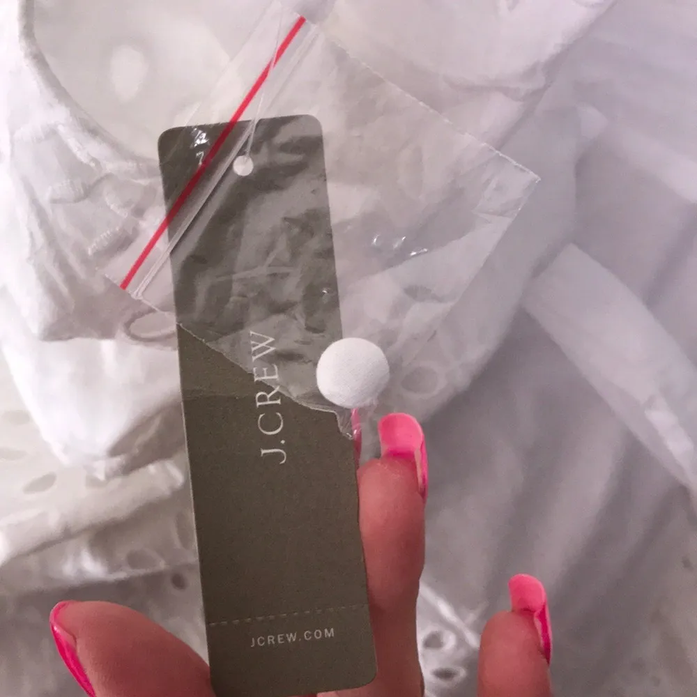 J. Crew Eyelet Ruffle Scalloped White Dress Tie - Image 10