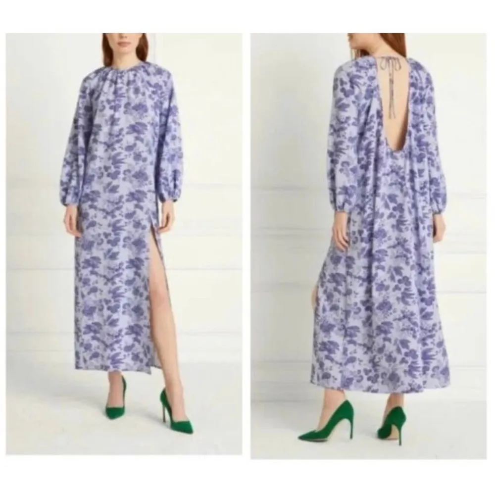 HILL HOUSE‎ The Simone Midi Dress Lilac Purple Tonal Floral Medium - Image 2