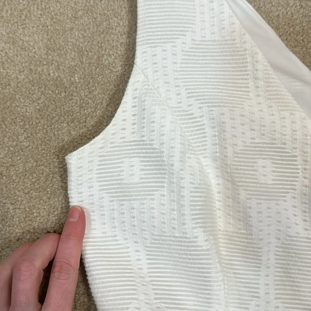 J Crew White Jacquard Mini Lined V-Neck Flirty Preppy Bridal Reception Dress 4 - Image 8