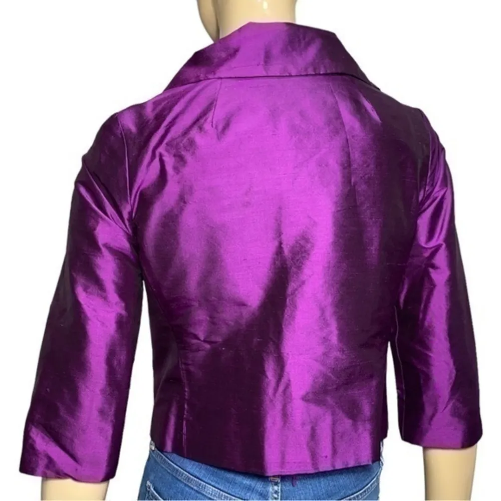Calypso Women’s Size XS Purple Silk Taffeta Twin Set Tank & Button Jacket - Image 5
