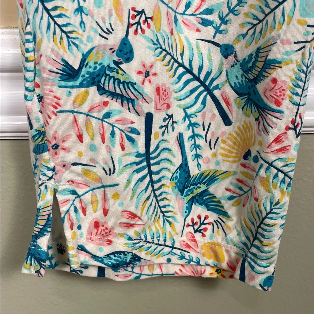 Duluth Women’s Dang Soft Floral Bird Tropical Print Casual Tapered Ankle Pants Blue Size M - Image 5