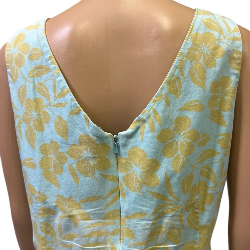 Marsh Landing Vintage Tropical Cotton Sleeveless Teal Zip Back Dress Womens 10 - Image 6