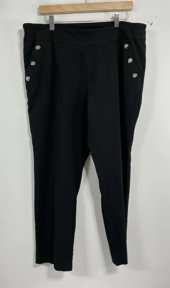 Womans Excellent Condition Counter Parts Pullon Capri Pants XL Black Accents - Image 1