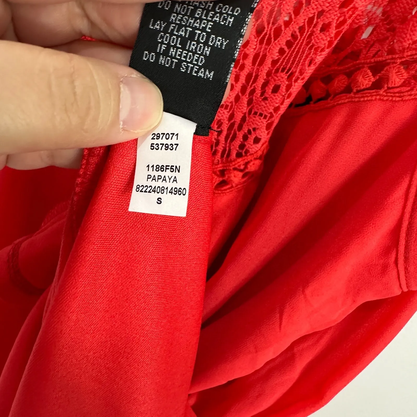 IZ‎ Byer Dress Womens Small Red Crochet Lace Boho Festival Summer Party Retro - Image 6