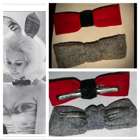 Pair of small 1950s bow ties gray/red - Image 2