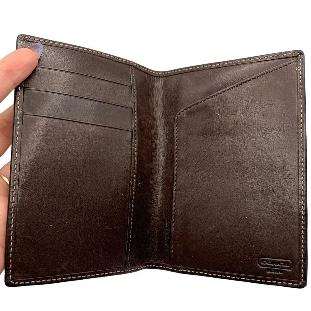 COACH Brown Signature Passport Holder - Image 4