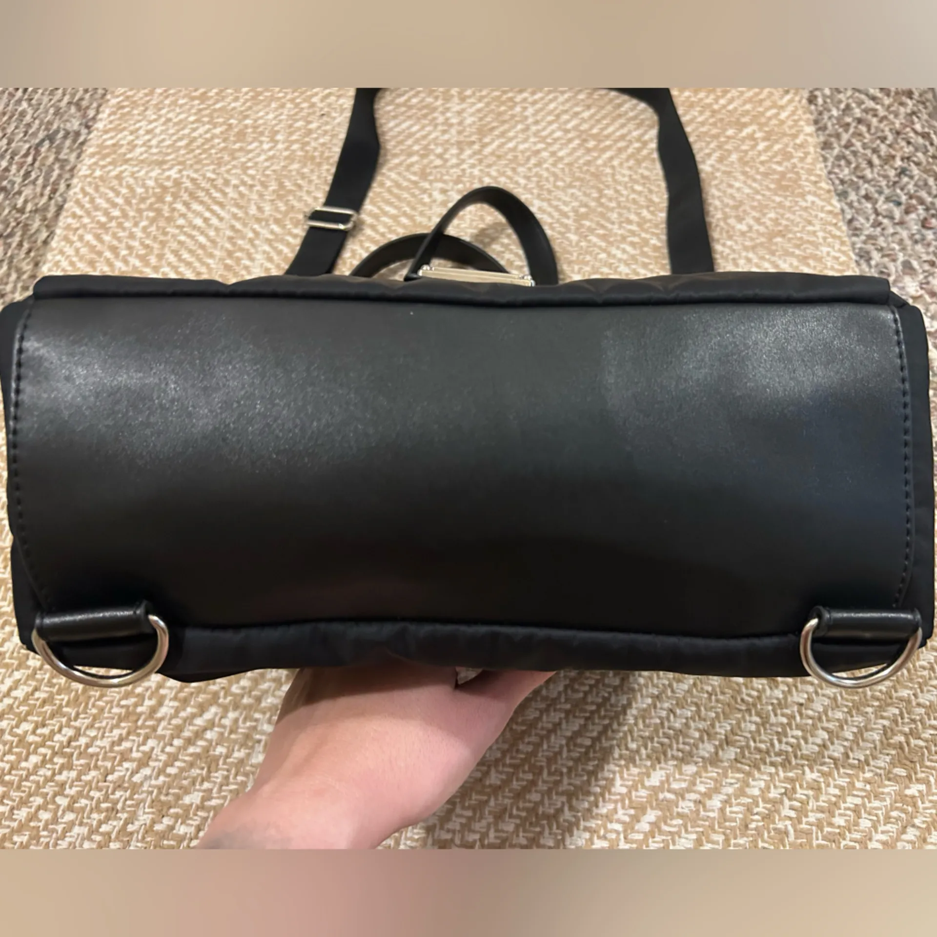 Madden Girl Black Convertible Nylon Tote - Image 6