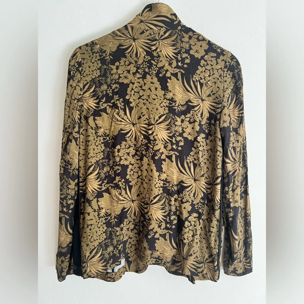 Scotch & Soda Women’s Black & Gold Floral Light Weight Blazer Jacket Size Small - Image 2