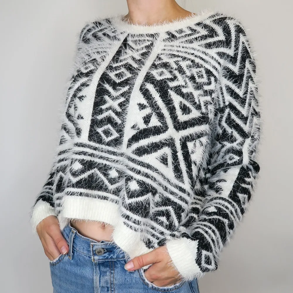 Cecico  Aztec Print Fuzzy Eyelash Sweater - Image 2