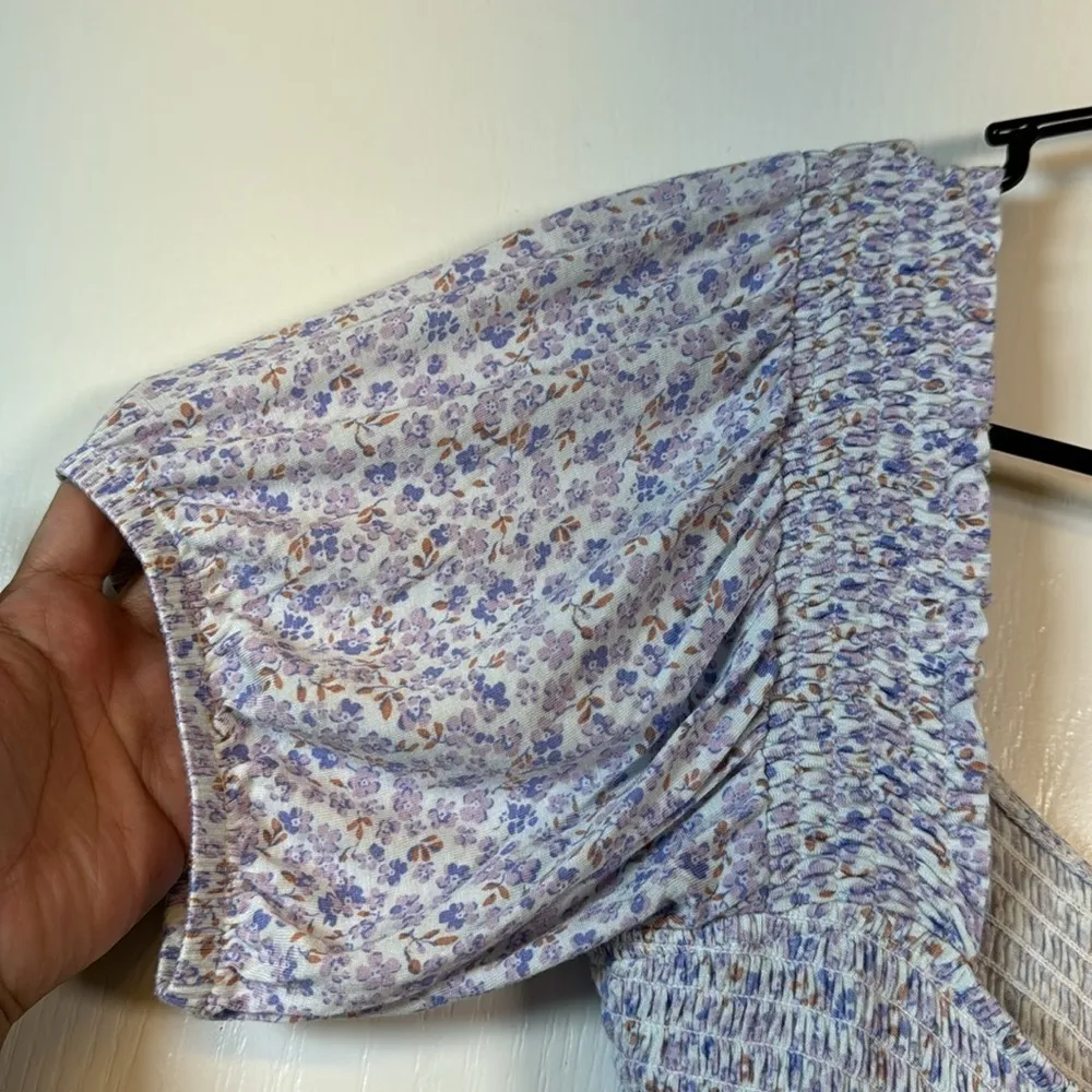 Lucky Brand Womens Square Neck Floral Purple White Blouse MED #0983-OAK - Image 5