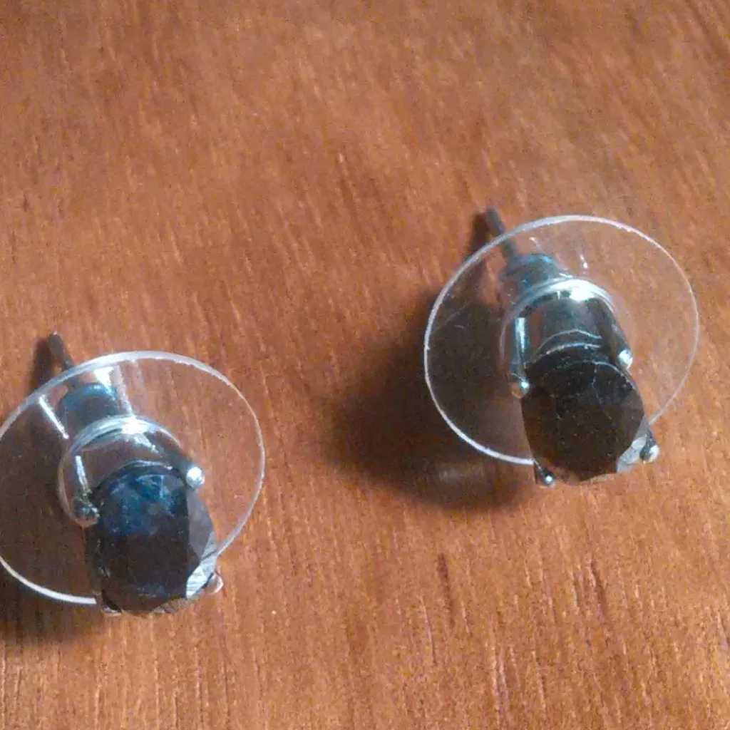 Midnight Sapphire Stainless Steel Stud Earrings - Image 3