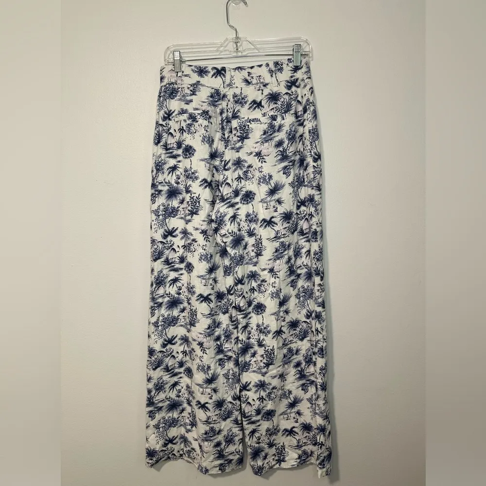 Abercrombie & Fitch Tailored Linen Blend Wide Leg Beachy Pant Palm Size M - Image 4
