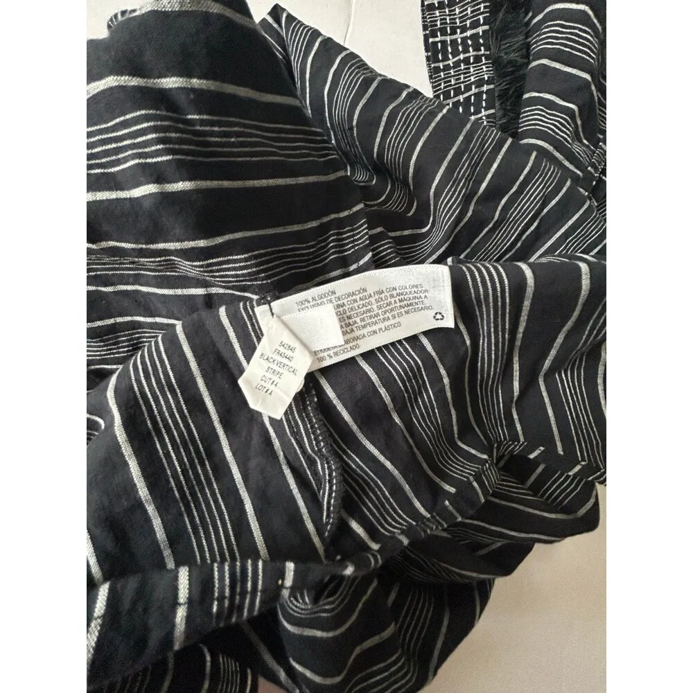 Isabel Maternity Women’s Black Striped Boho Fringed Short Sleeve Tunic Top - Image 4