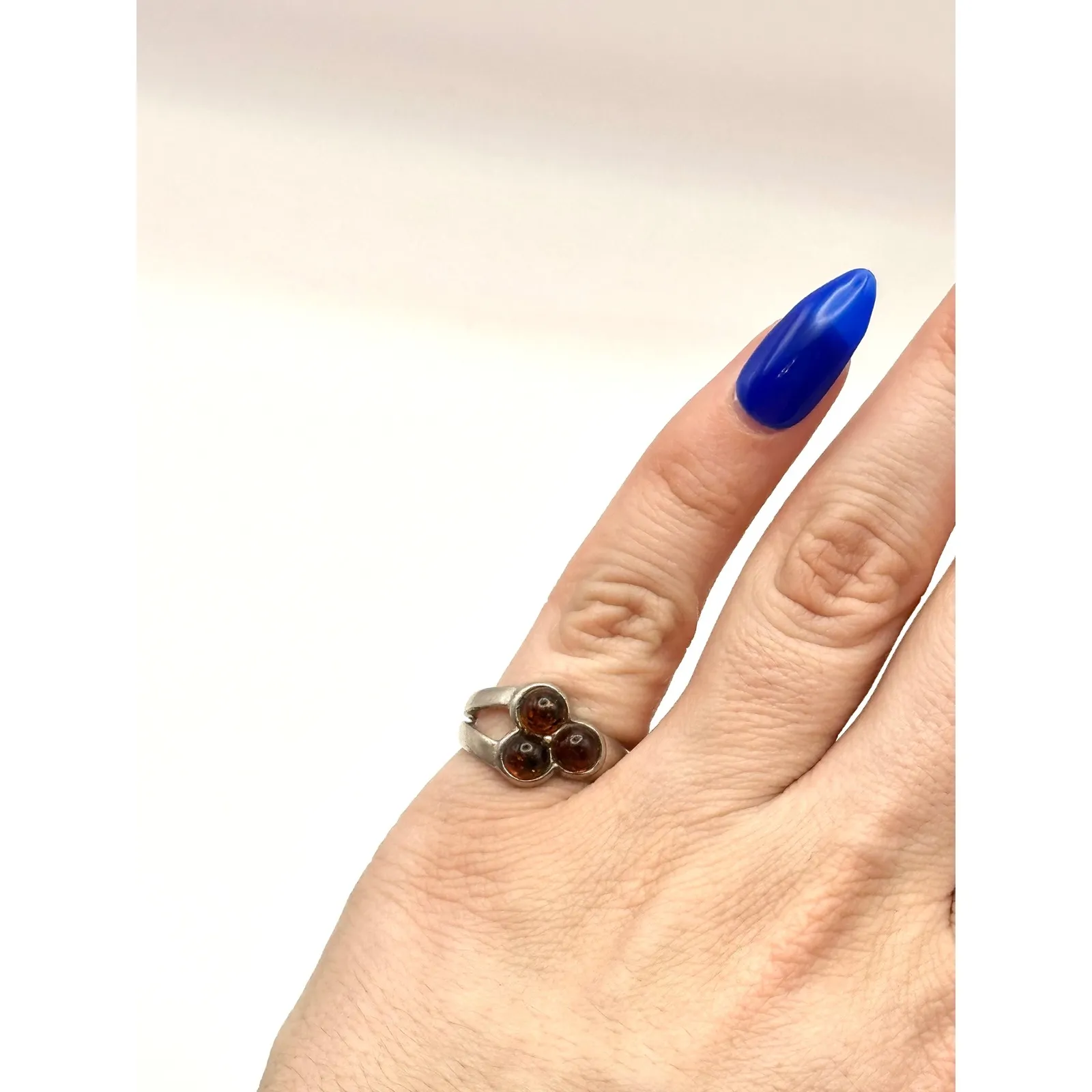 Amber Cluster Sterling Silver Handmade Ring Size 6.25 - Image 7