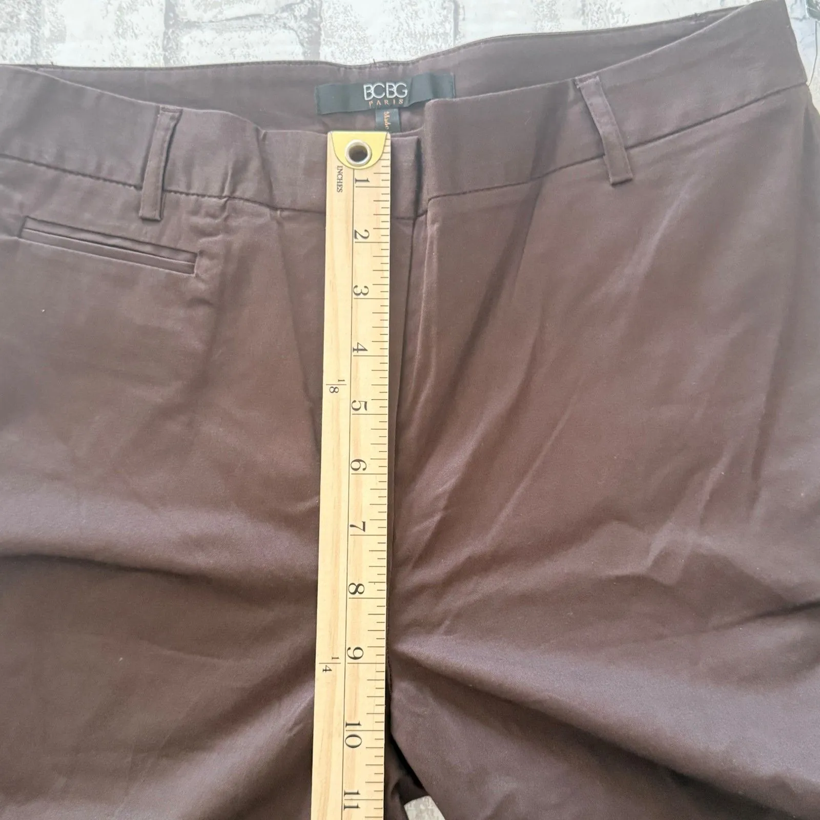 NWT BCBG Brown Twill Mid Rise Wide Leg Cotton Pants Y2K Minimalist Style Sz 8 - Image 9